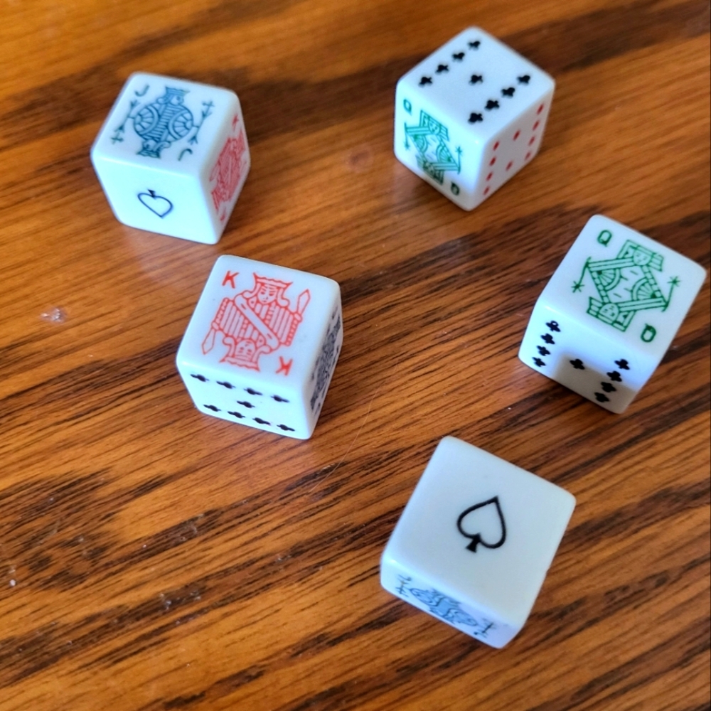 Set Of Dice - Hand of Poker with Numbers and Face Cards